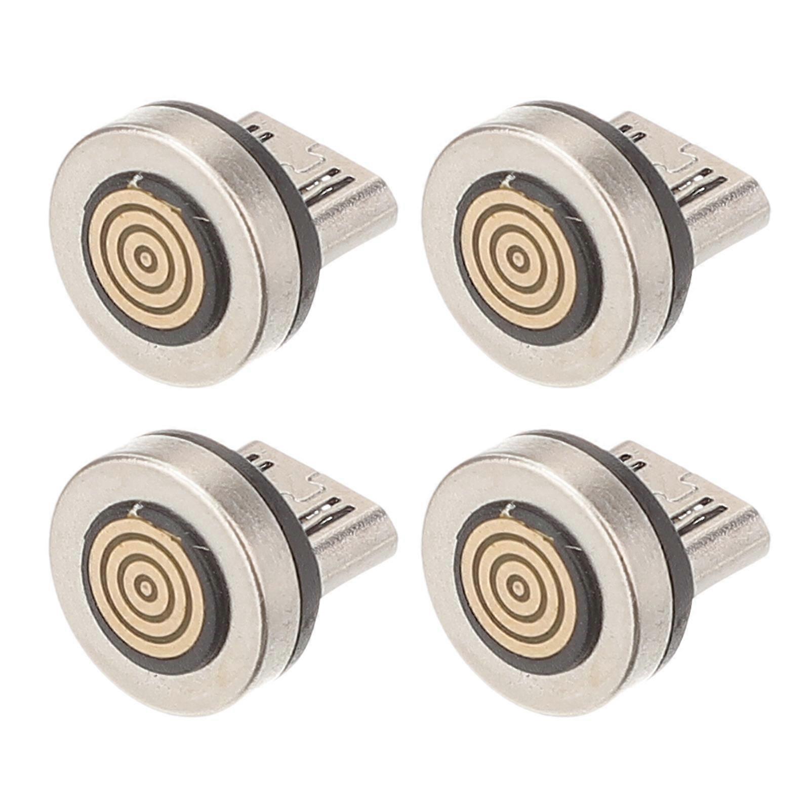 Rotating Magnetic Charging Cable Adapter Tip For Users Silver Dust Protection 4Pcs