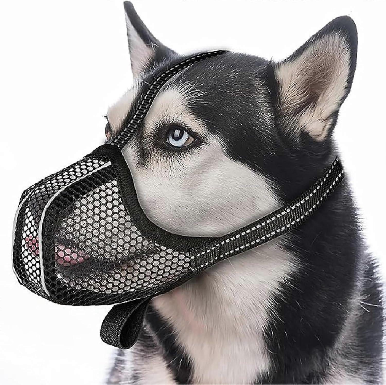 Muzzle for Dogs with Rounded Mesh, Breathable Dog Muzzle, Dog Muzzle, for Small Medium and Large Dogs, Prevents Biting Chewing Barking (M)