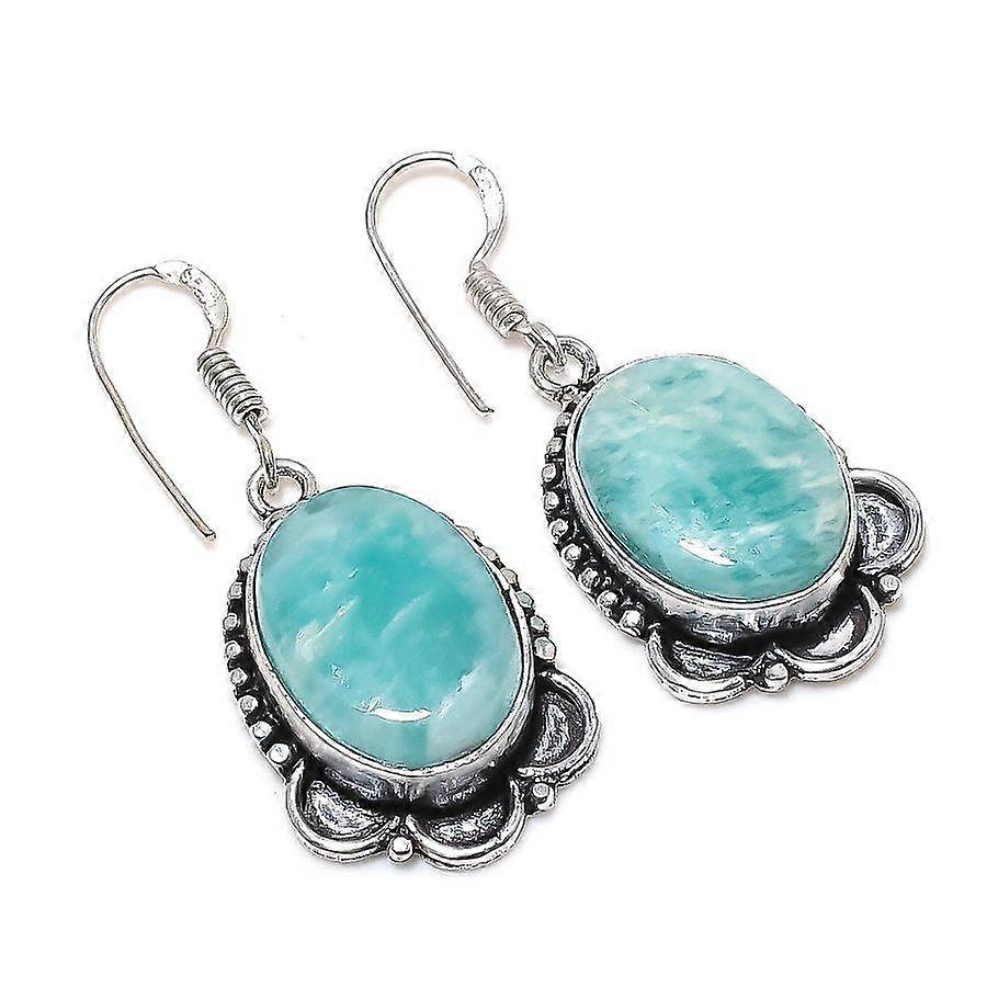 Natural Amazonite Gemstone 925 Sterling Silver Jewelry Earring 1.69" I1R42