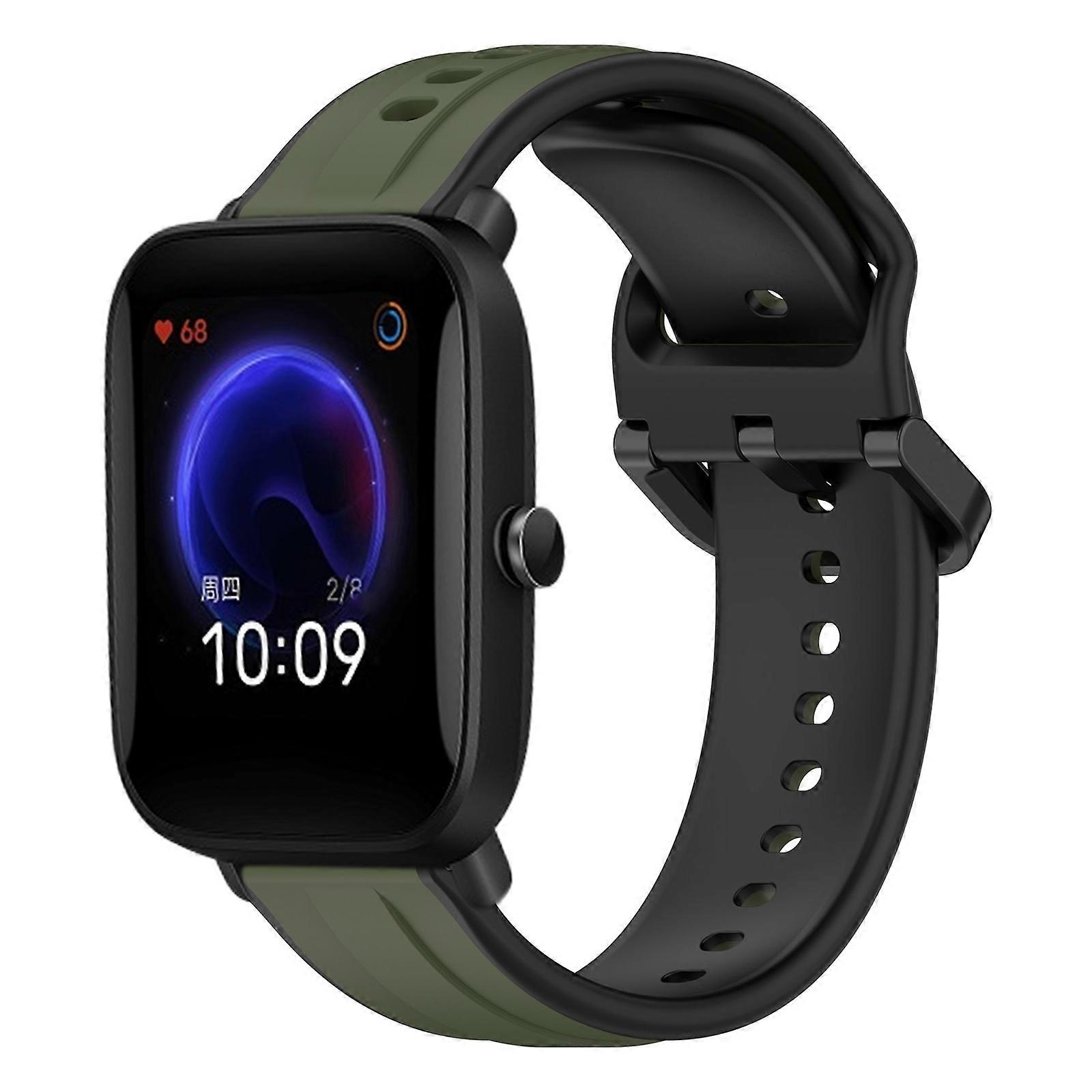 For Amazfit Pop 20mm Convex Loop Two-Color Silicone Watch Band