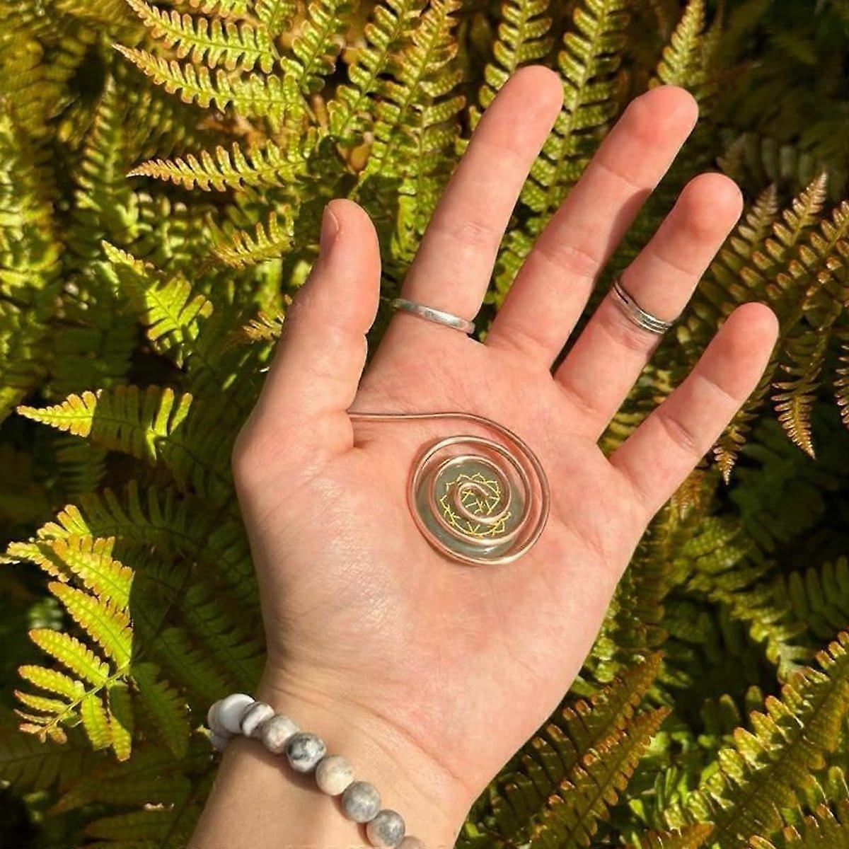 Copper Spiral Hand Rings For Reiki With Crystal Gem Spiral Palm Ring Copper Cuff For Meditation & Energy Healing | Australia Copper Energy Spiral Hand Ring