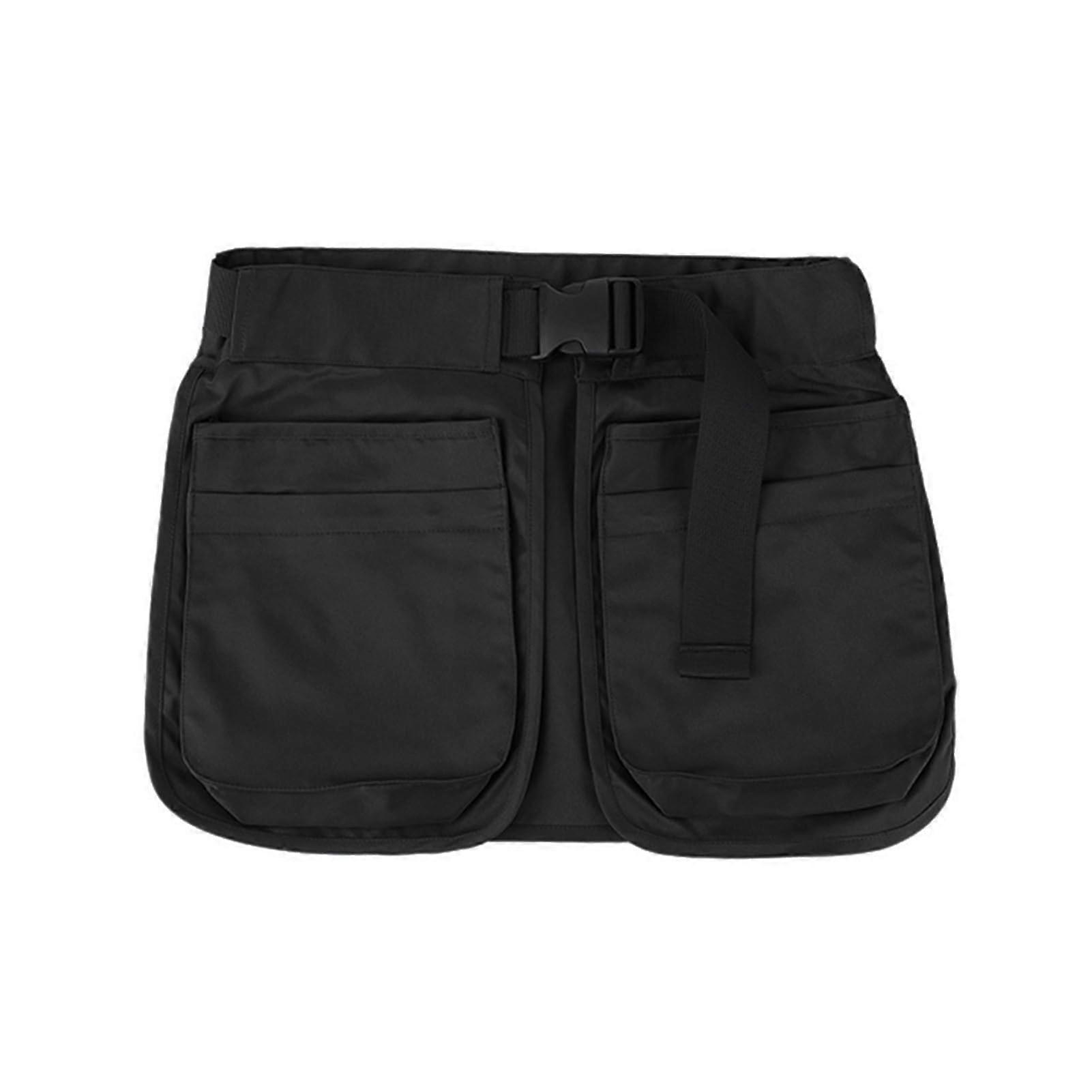 Zippered Tool Bag With Adjustable Waist Strap, Belt Apron Style, Portable Multi-Pocket For Garden Camping, Black