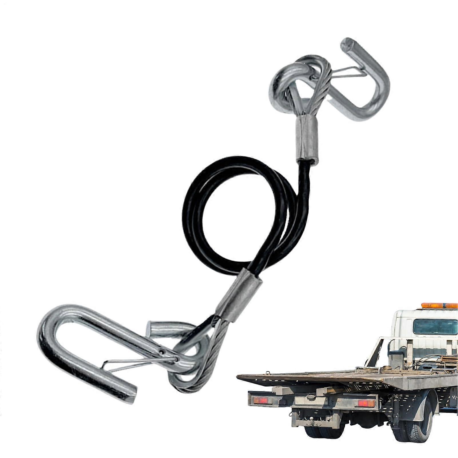 ATV Towing Strap 70 cm with Zinc-Plated S-Hook, Adjustable Steel Wire, Reinforced Core for Trailer, SUV, Car Compatibility