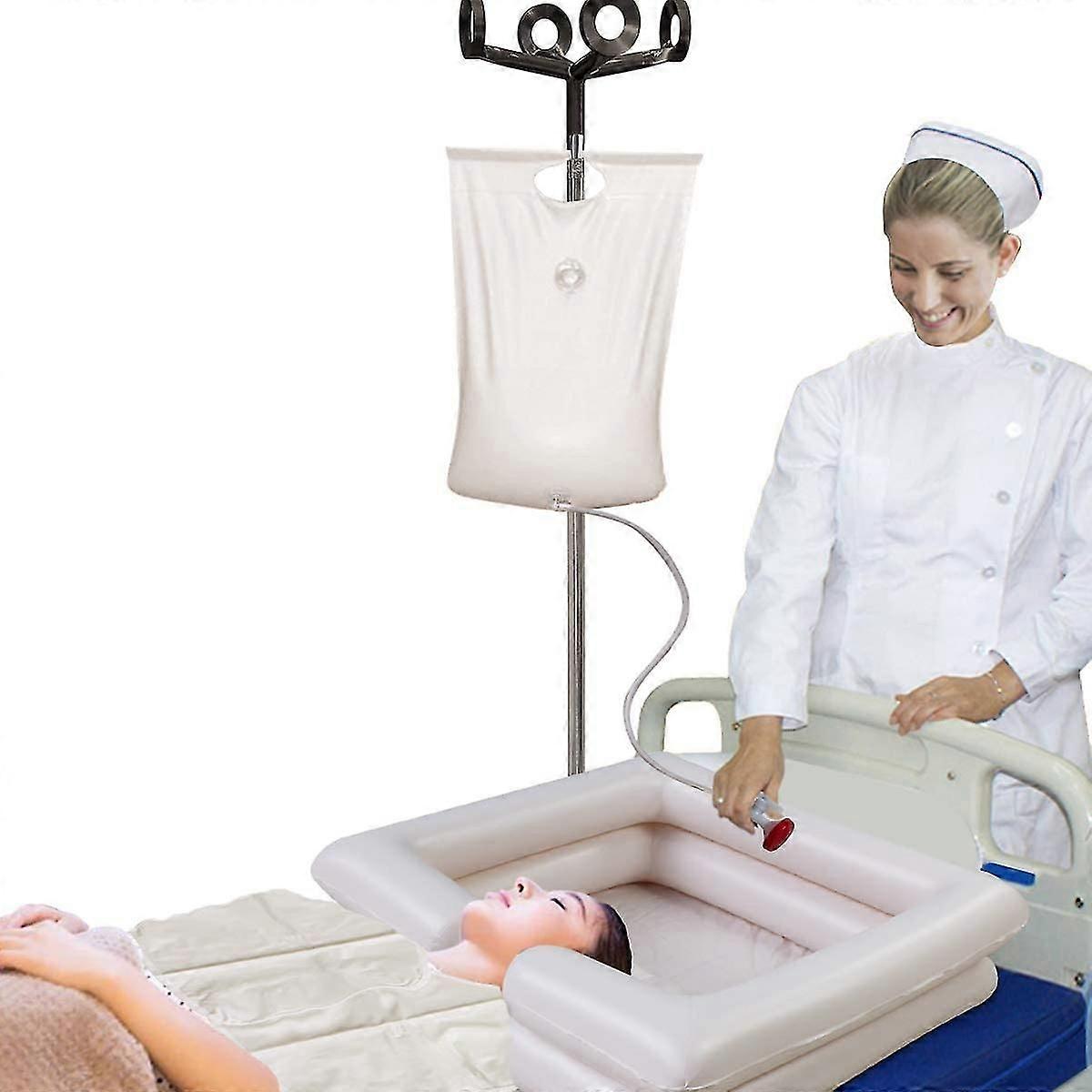 ​Inflatable Bedside Shampoo Basin Kit With Water Bag Shawl And Cushion For Elderly Disabled And Post-Surgical Care​