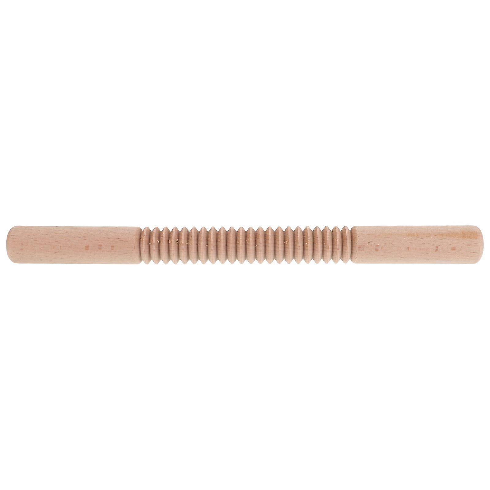 1pc Wooden Screw Thread Rolling Pin Non-stick Rolling Stick Kitchen Tool Baking Tool (Khaki)