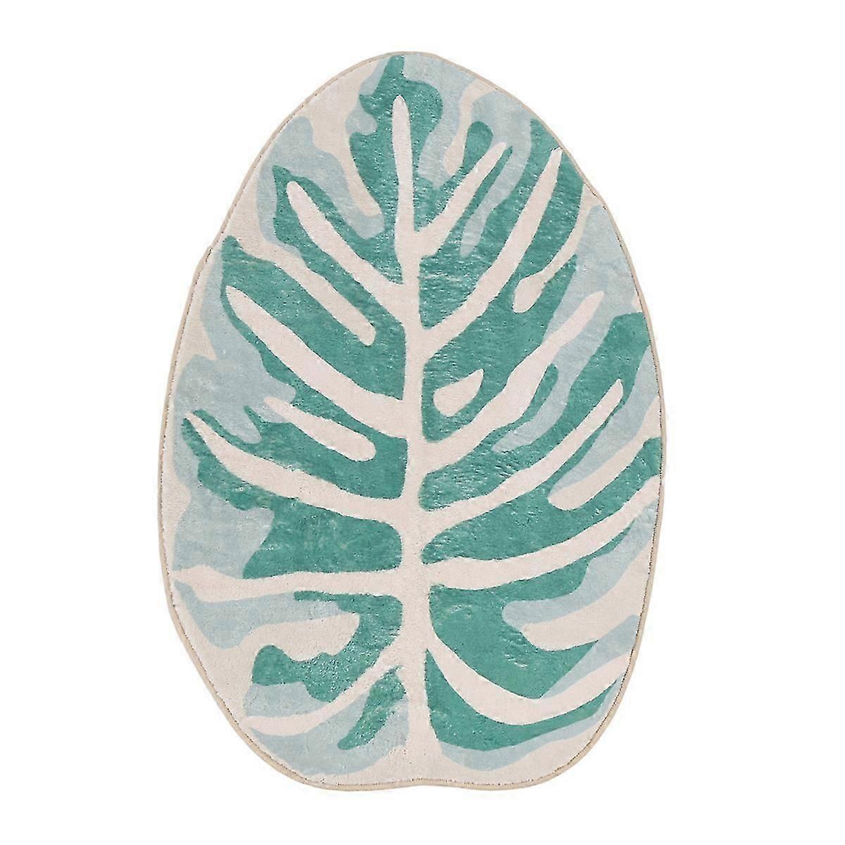 Modern Leaf Pattern Bathroom Toilet Waterproof Microfiber Bath Mat for Tropical Home Dcor