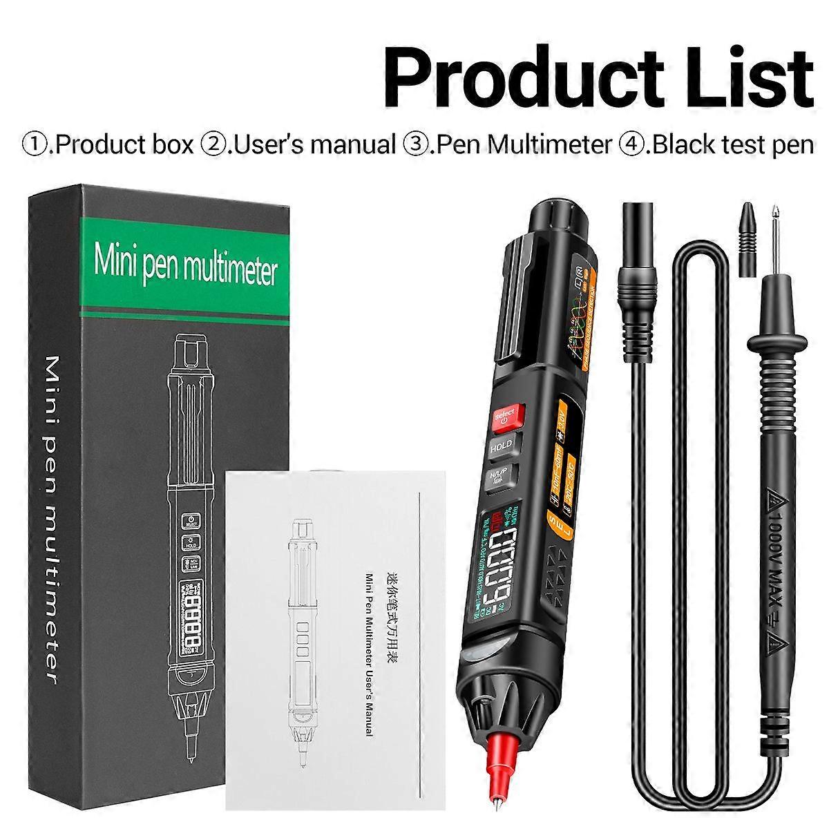 ANENG A3009 Mini Pen Multimeter with Voice Broadcast 6000 Counts Voltmeter VA Reverse LCD Display Flashlight NCV Tester for Voltage Resistance Capacit