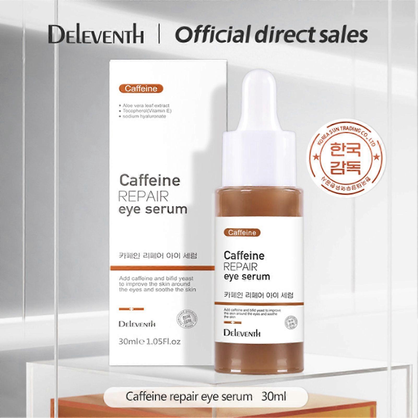 Deleventh 30ml Caffeine Moisturizing Eye Serum Deep Hydration Firming Eye Essence for Fine Lines Remove Wrinkles Under-eye Puffiness Eye Care