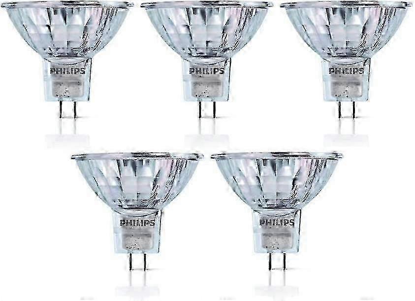 Pacote com 5 lâmpadas halógenas Philips MR16: 12V 50W, base GU5.3, ângulo de feixe 36D, regulável para iluminação interna, longa duração de 4000Hrs