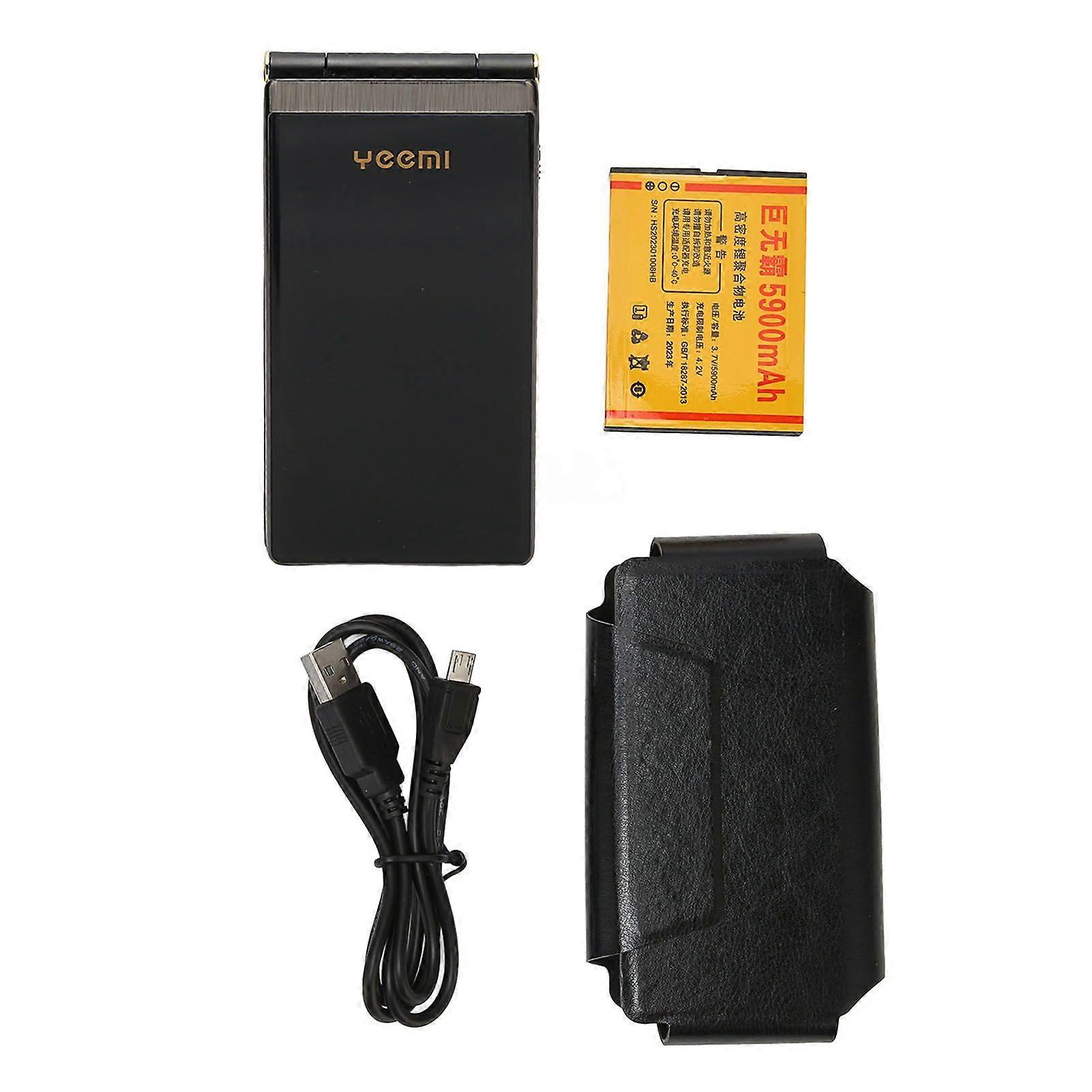 Flip Phone 3in Screen Senior Phone Dual Standby Big Button Flashlight Loud Speaker 5900mAh Battery Basic Phone Black