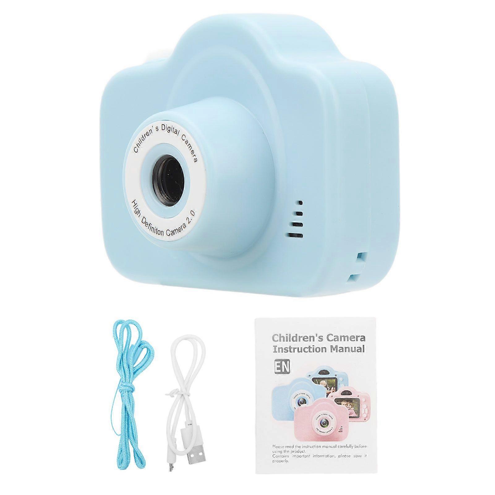 Children Digital Camera 2000W HD 2.0 Inch Screen Rechargeable Multi Functional Kids Camcorder Toy for Toddler Blue