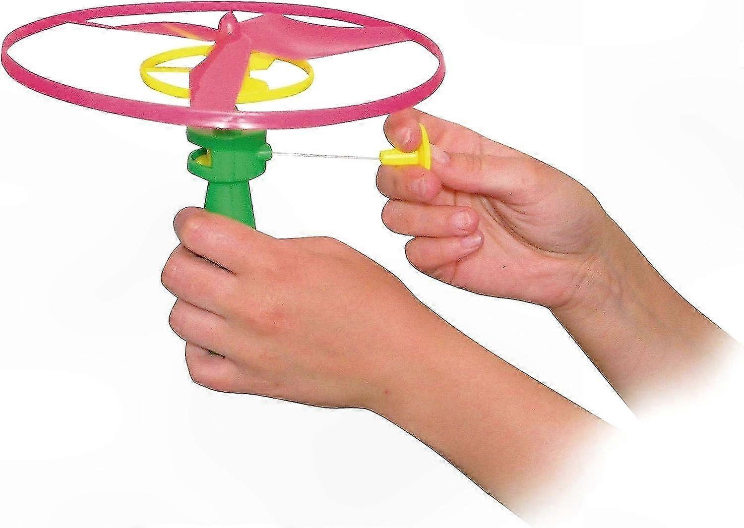 Illuminating Flying Disc - Pull String Activated Rotating UFO with LED Glow Effects