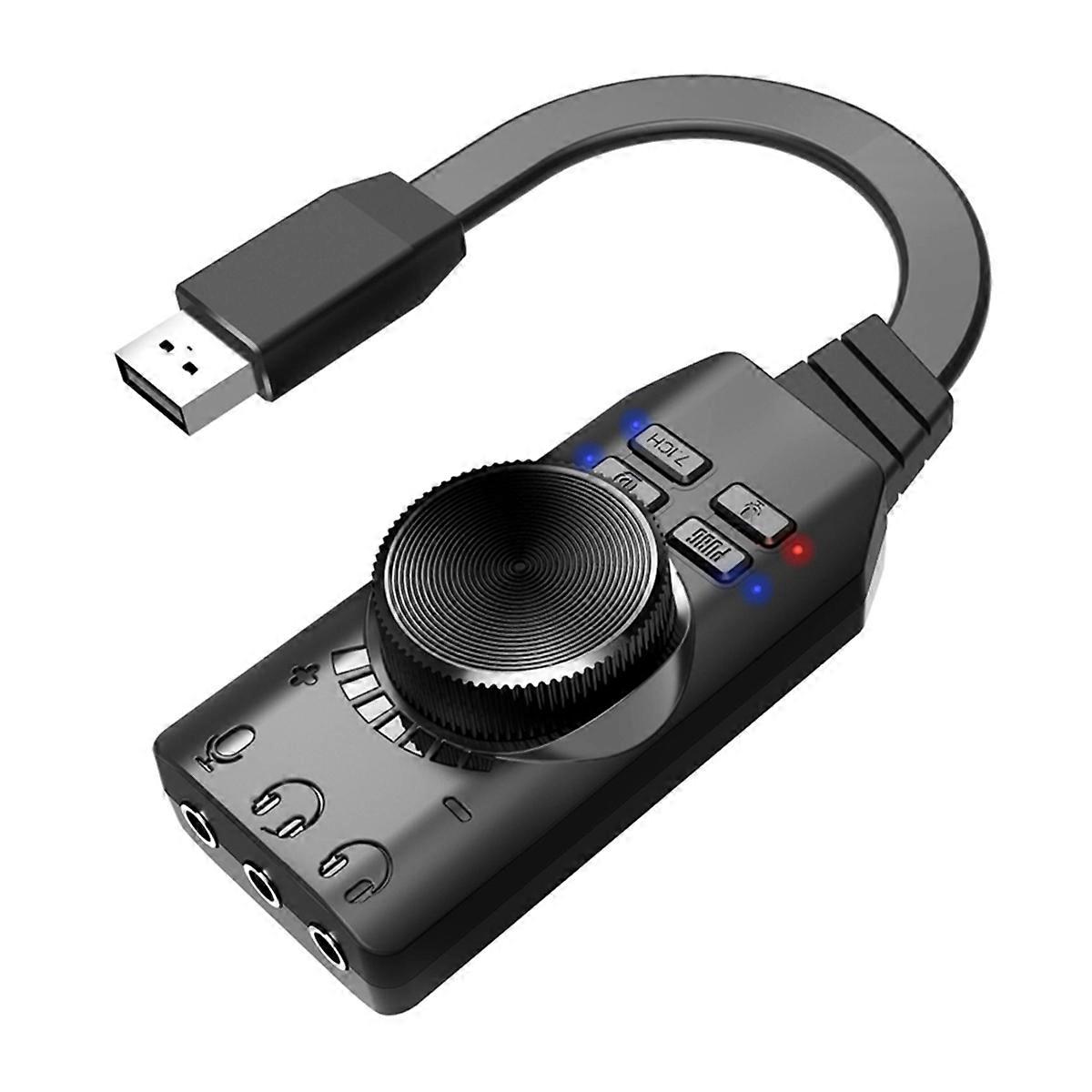 USB External Sound Card Adapter 7.1Channel USB Computer Game Sound Card 3.5mm USB Adapter Gaming Headset Enhancer