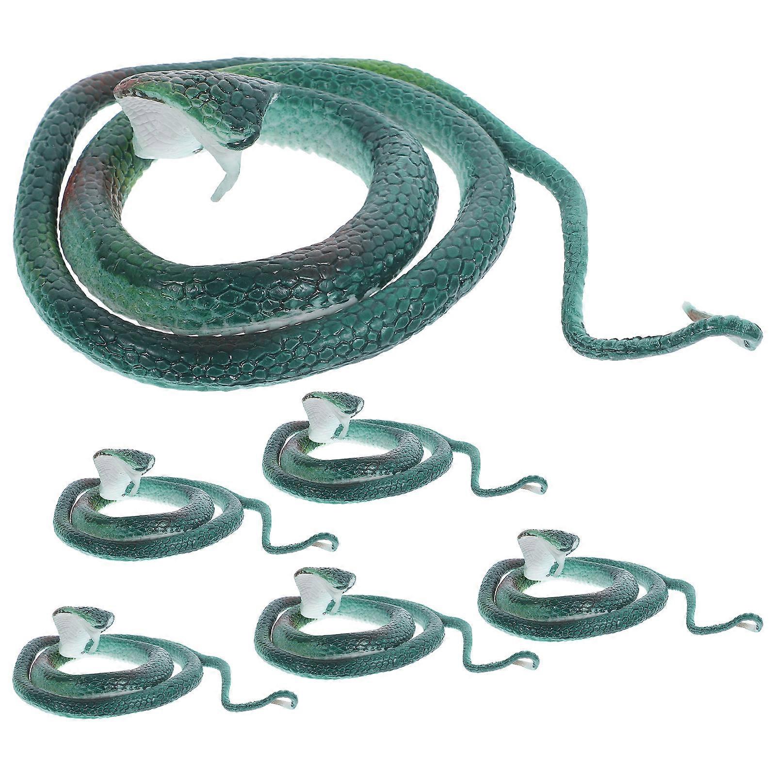 Realistic Toy Snake 6Pcs Cobra Shape Cognitive Toy In Dark Green For Children's Room Decoration And Fun