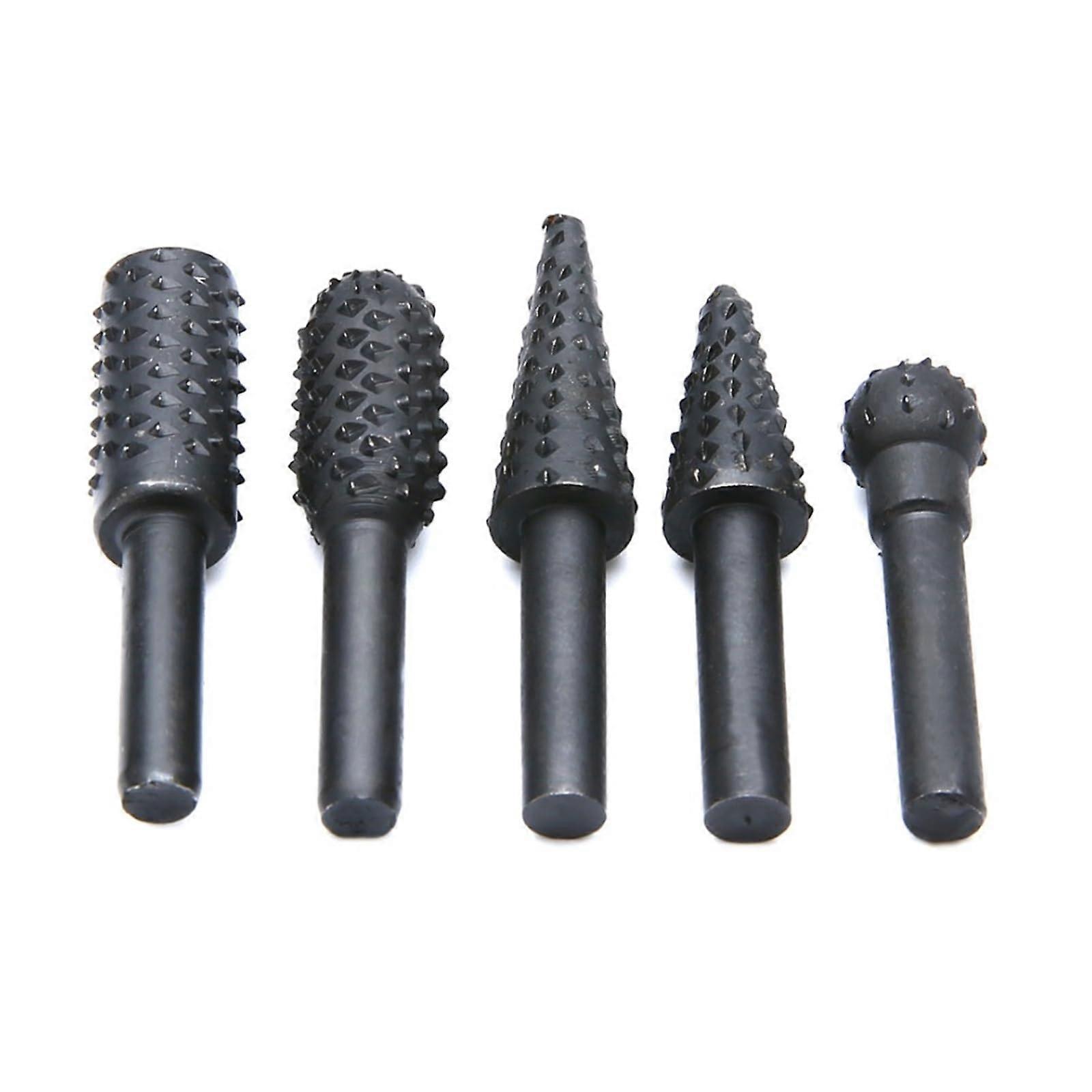 Rotary Burr Set, 5Pcs Woodworking Rasp Files for Shank Mount, Grinding and Carving, Compatible With Most Rotary Tools