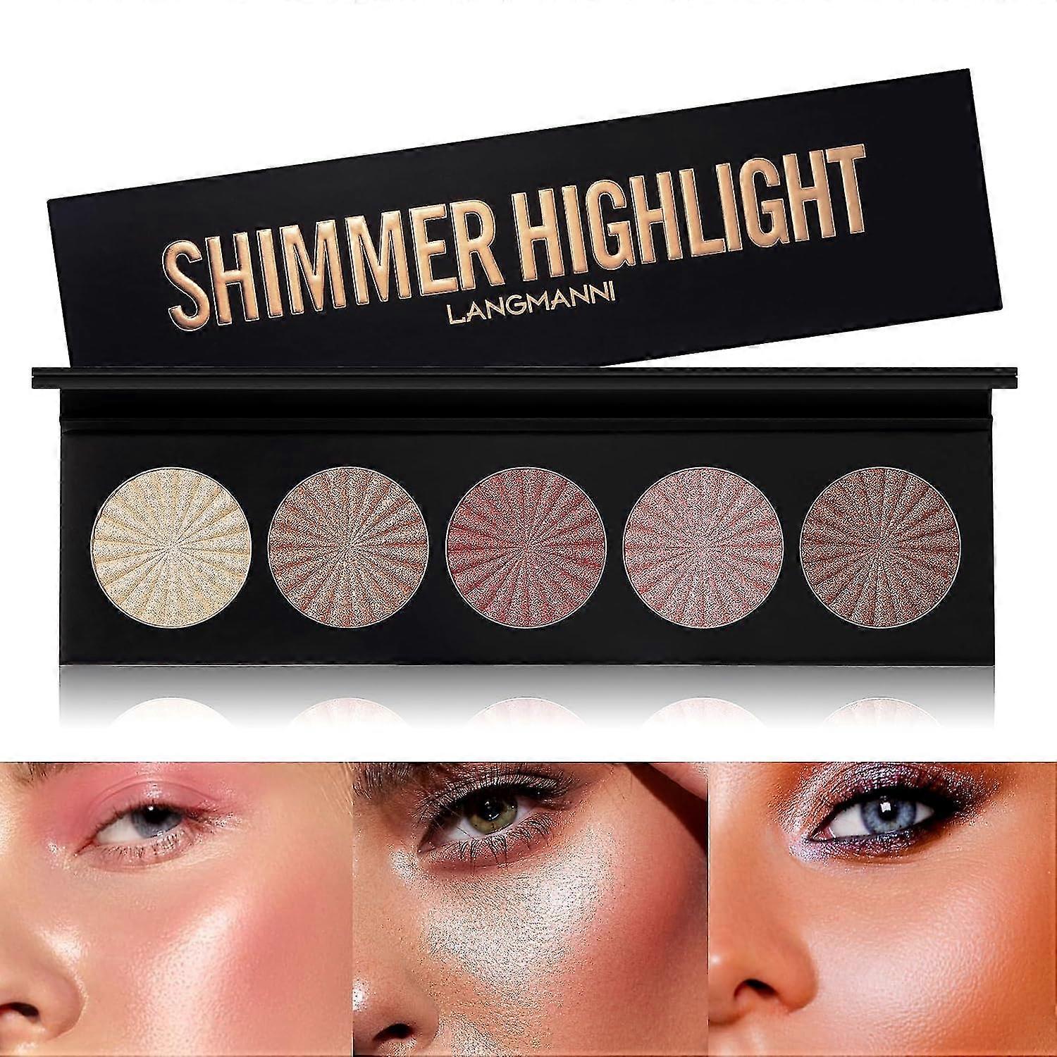 Highlighter Powder Palette, Makeup Palette Facial Bronzers Illuminator Palette Highlighter Baked Waterproof Long Lasting