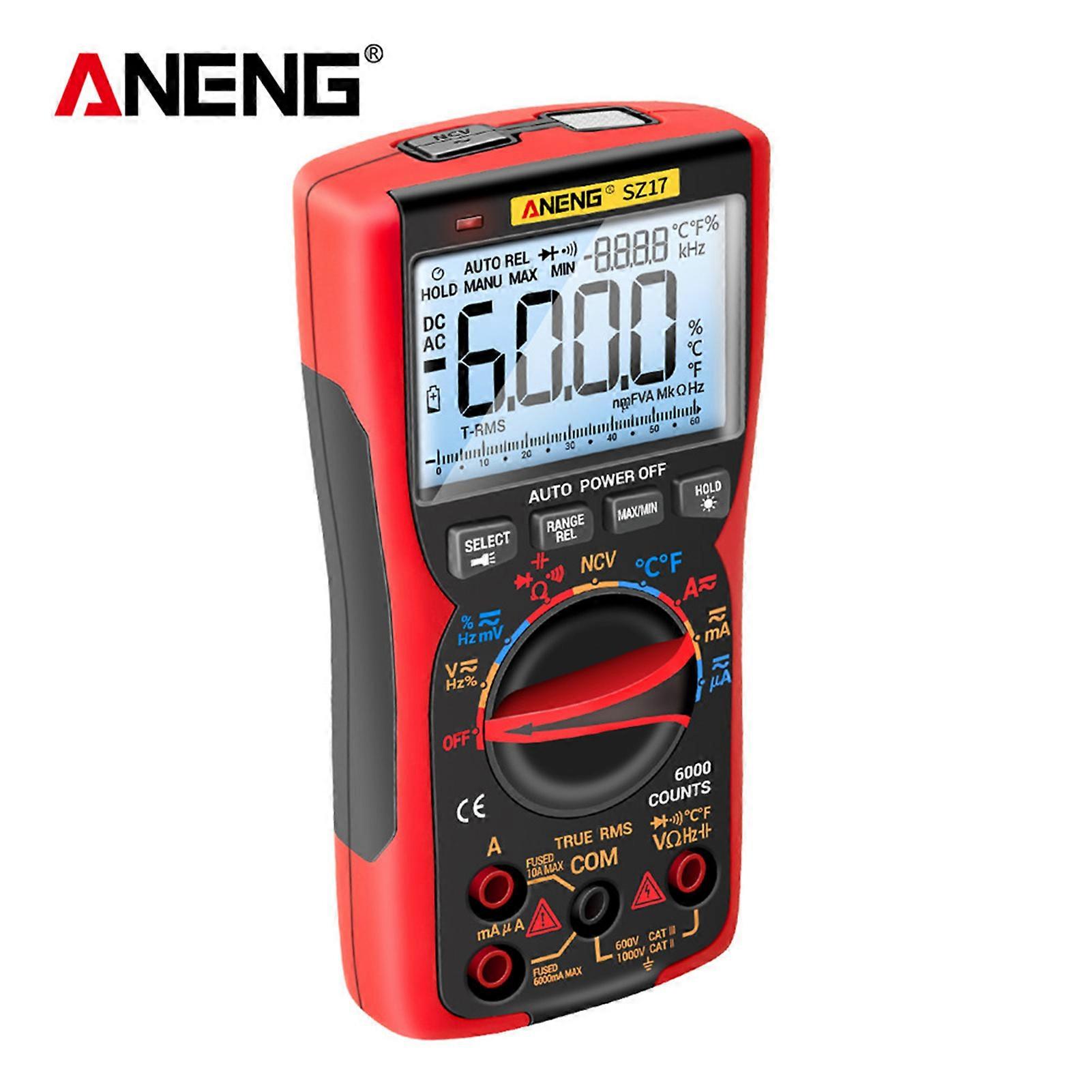 ANENG SZ17 6000 Counts True RMS Digital Multimeter Kit, Red/Blue