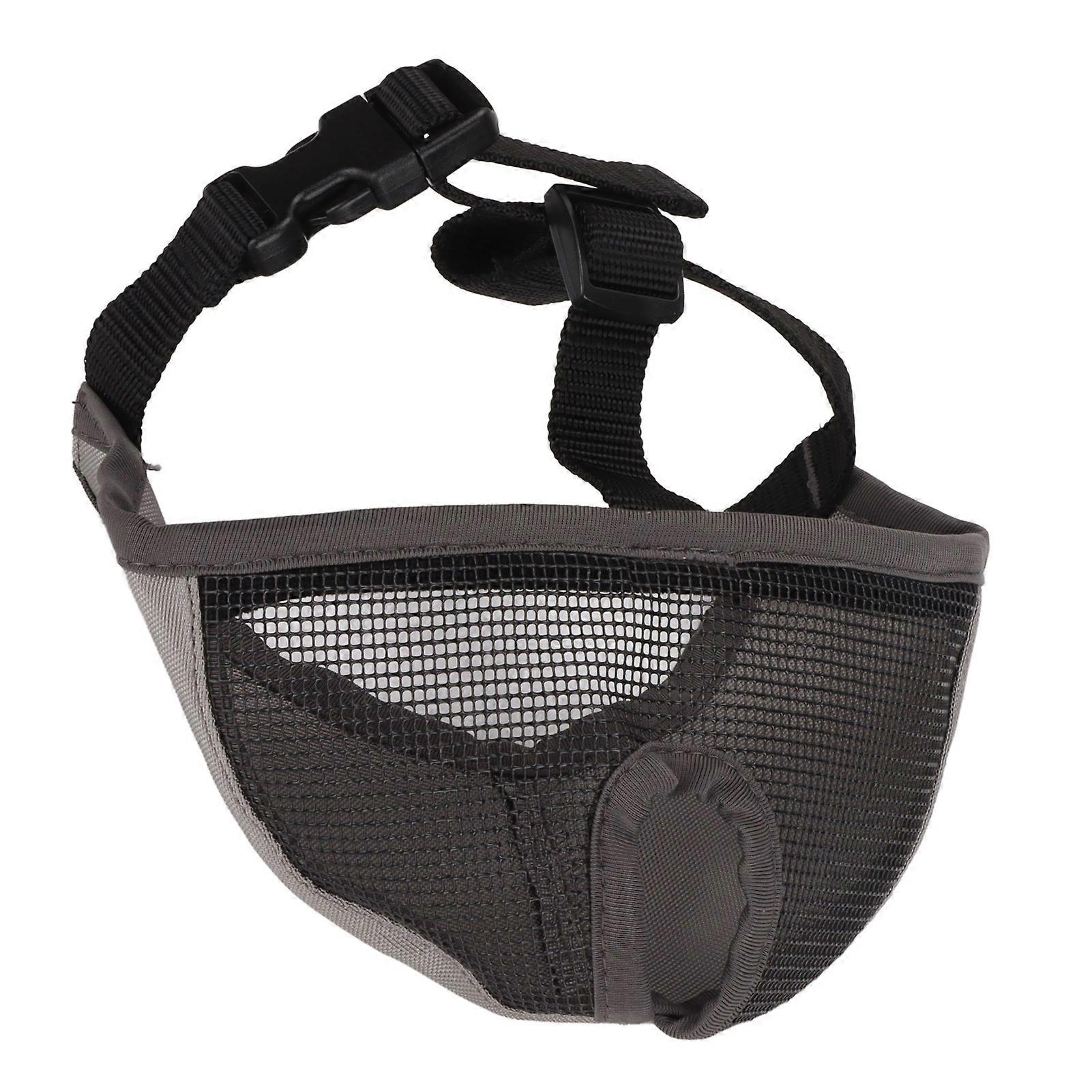 Adjustable Gray Bulldog Mesh Muzzle L Size for Barking Control