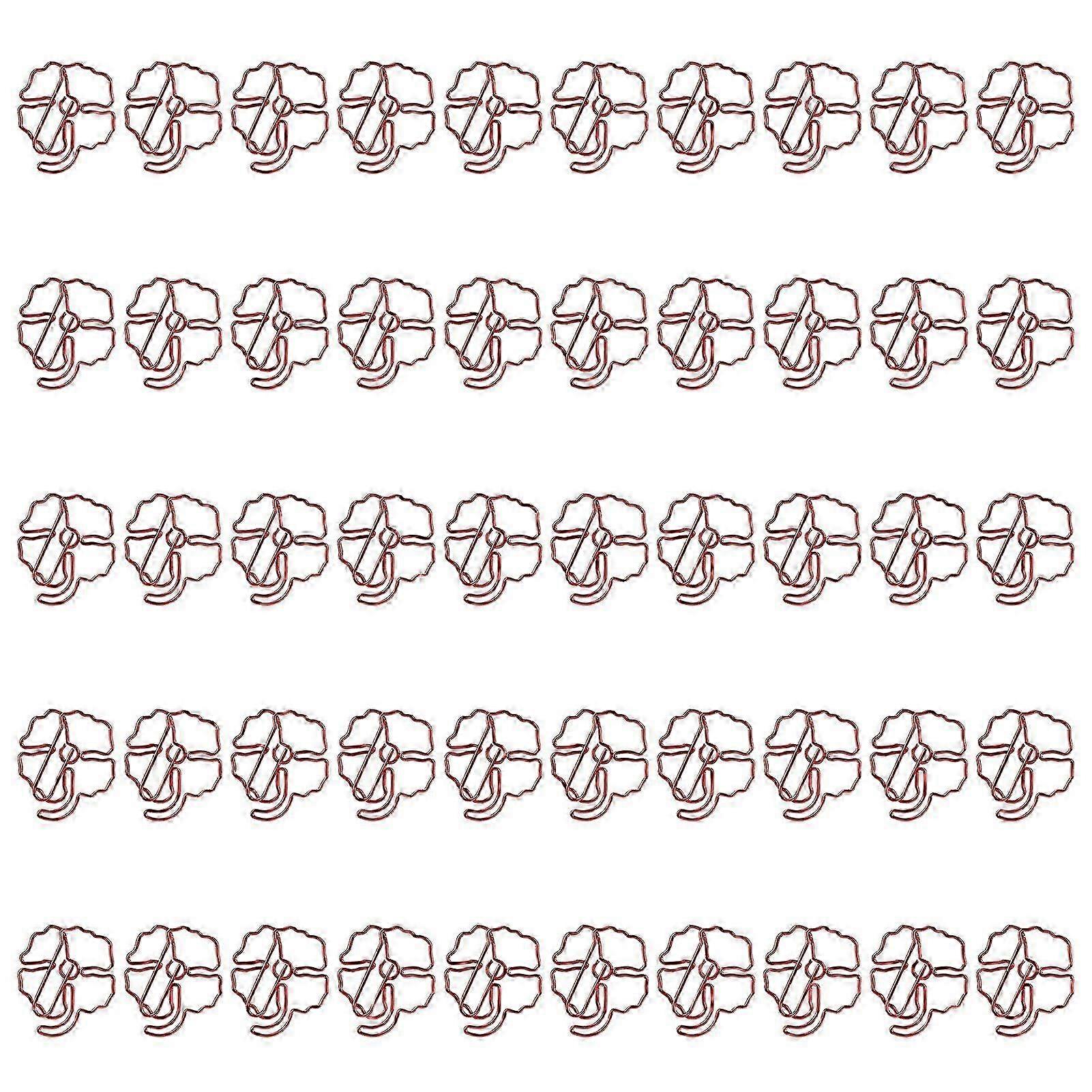 50Pcs Metal Red 4 Leaf Clover Paper Clips for Books, Memos, and Files