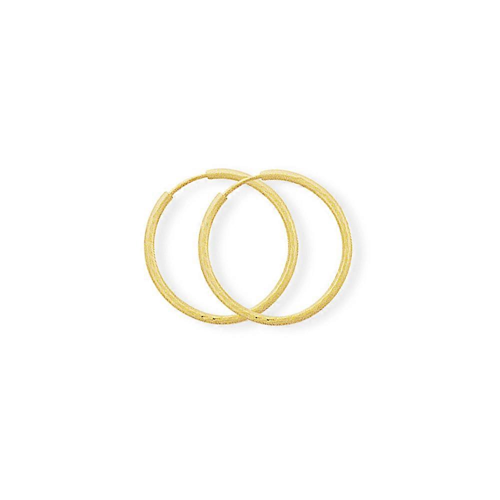 Jewelco London 女士 9 克拉黄金 0.75 毫米钻石切割枕圈耳环 - 17 毫米