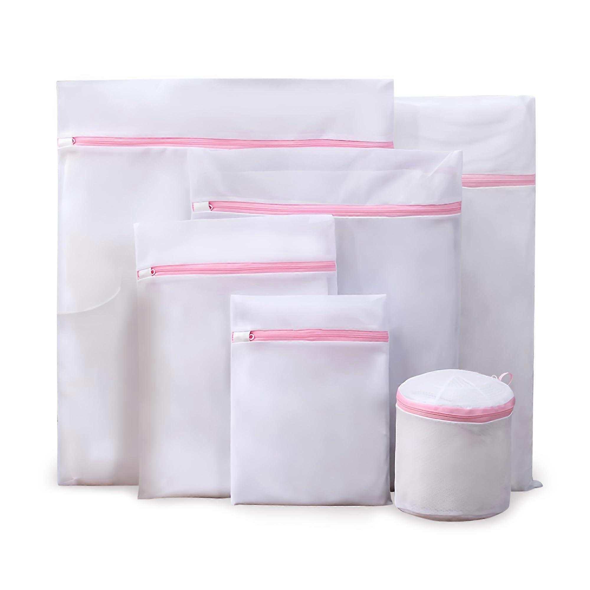 Laundry Bags 6 Packs Pink Mesh Delicates Travel Reusable Garment Protector Zipper Machine Wash Small To XL 6 Sizes