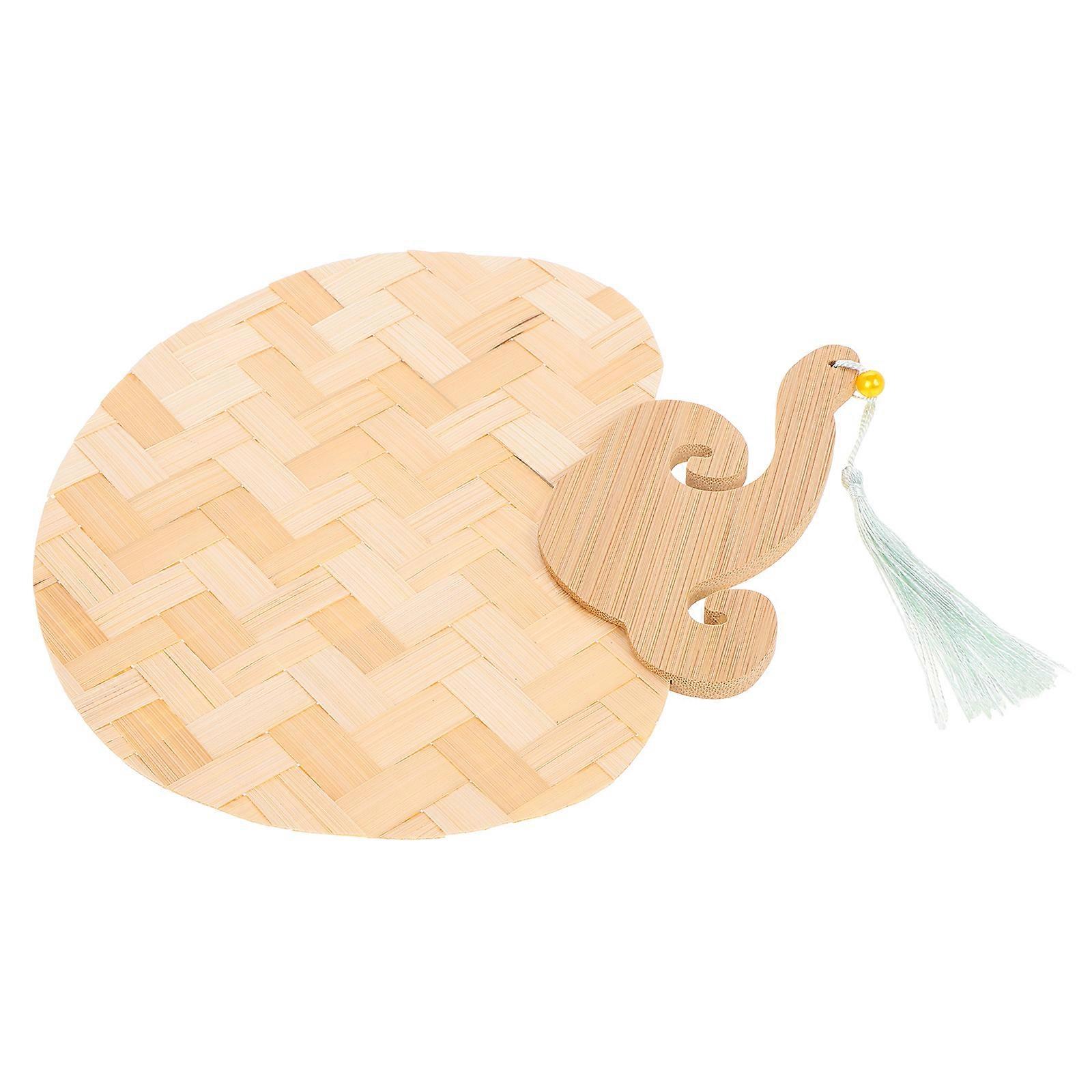 Diy Painting Bamboo Fan Handheld Round Fan for Children Assorted Color 1Pack