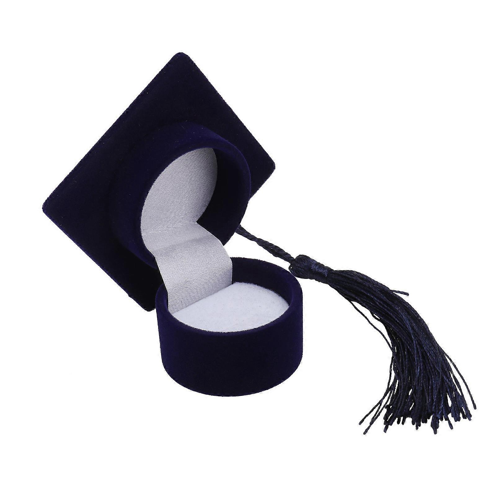 Jewelry Packaging Case Doctoral Ring Box for Storage Use 1Pcs Blue Flocking