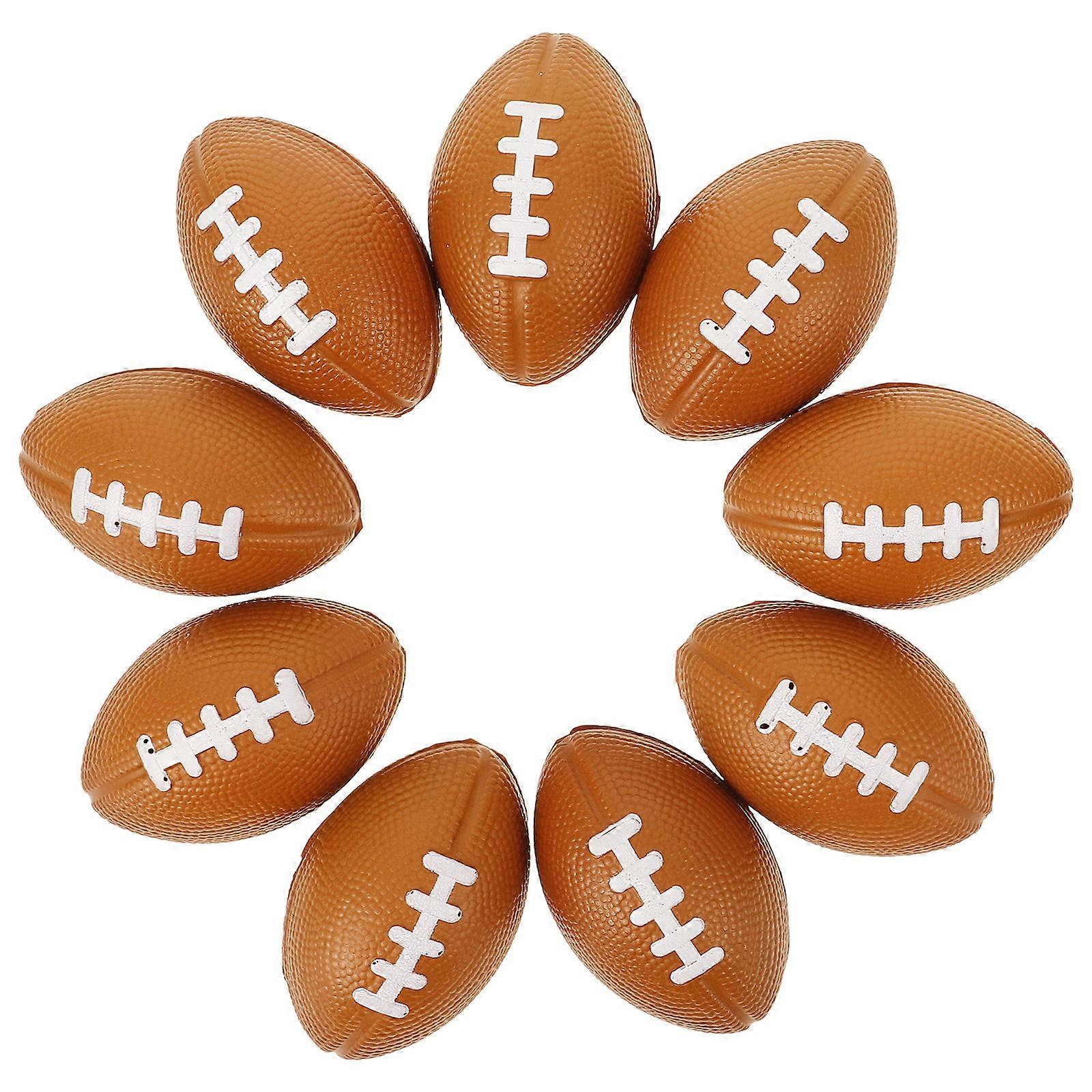 Stress Toys Mini Rugby Squeeze Balls for Relaxation 10Pcs Brown PU Material