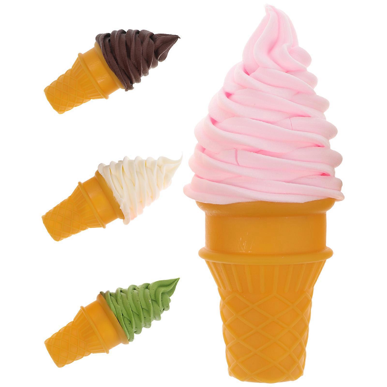 Simulated Ice Cream Cone Toy for Early Education Pvc Assorted Color Educational Tool 4Set