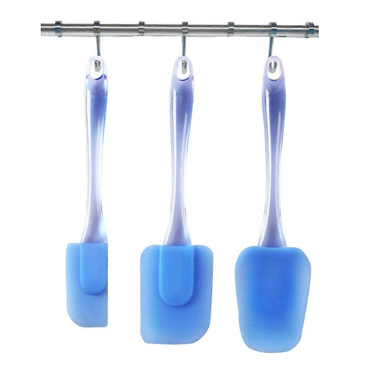 Silicone Scraper Set - 3-Piece Heat Resistant Baking Scraper - Professional Stir Fry Scraper - Easy to Clean, Blue