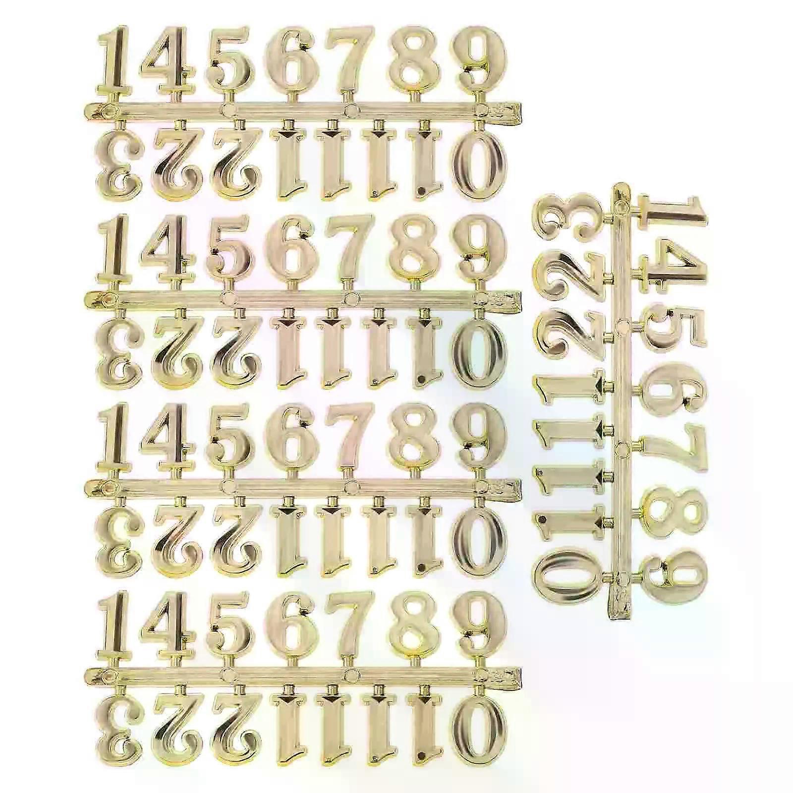 5 Sets Clock Accessories Numbers Self Adhesive Plate Mini Digital DIY Golden Plastic