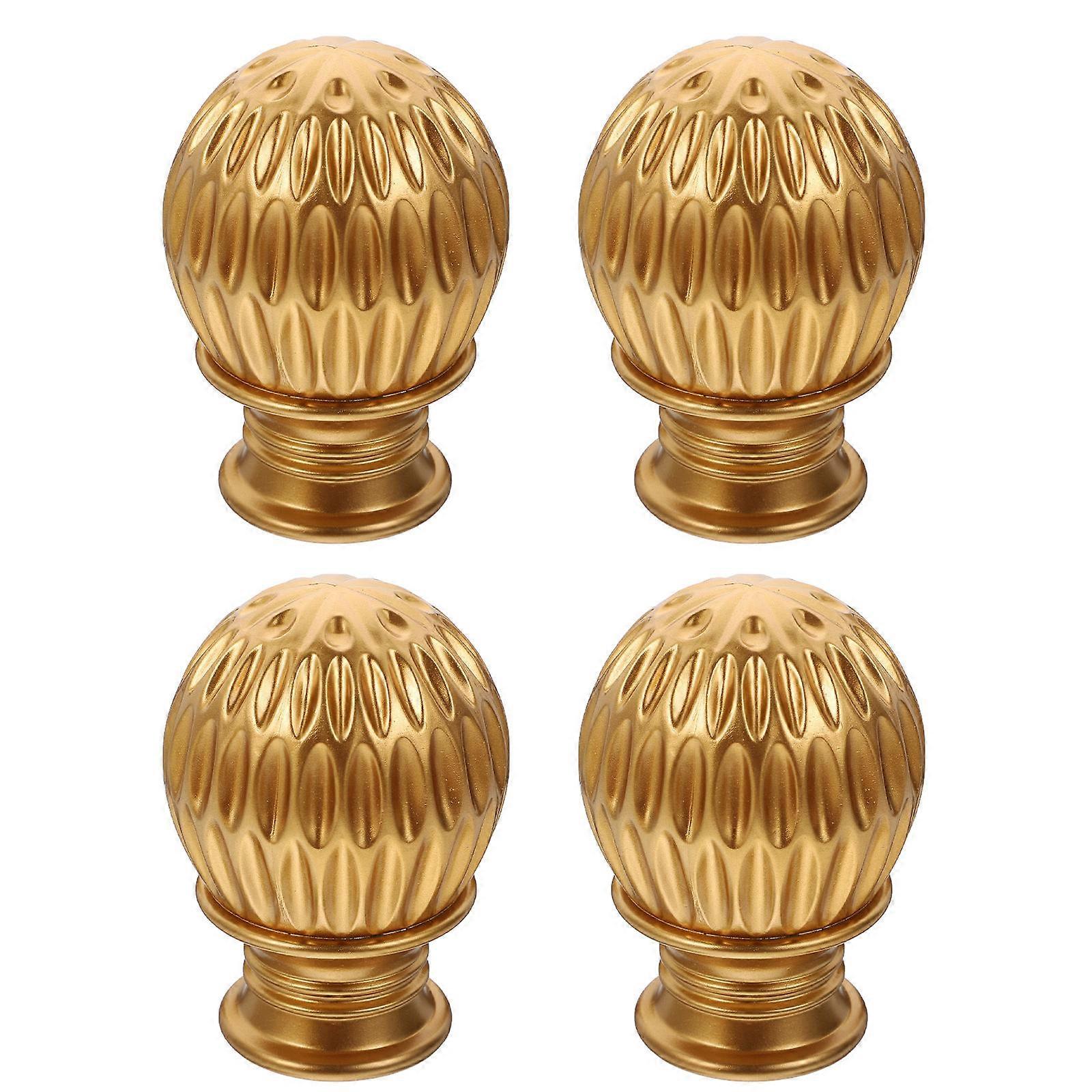 Curtain Rod Decorative Accessory Golden Roman Rod Head Plug 4Pcs Set