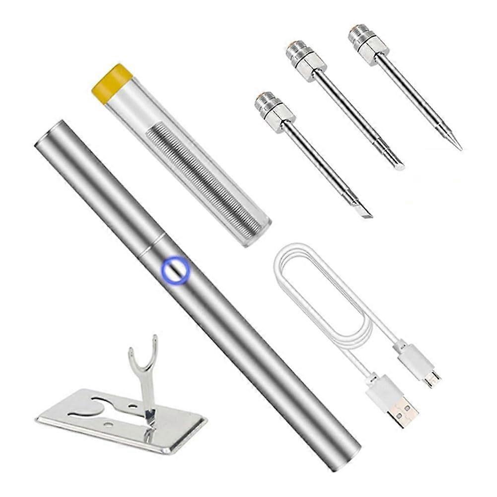 Wireless Charging Welding Tool Set With Three Soldering Iron Tips Silver
