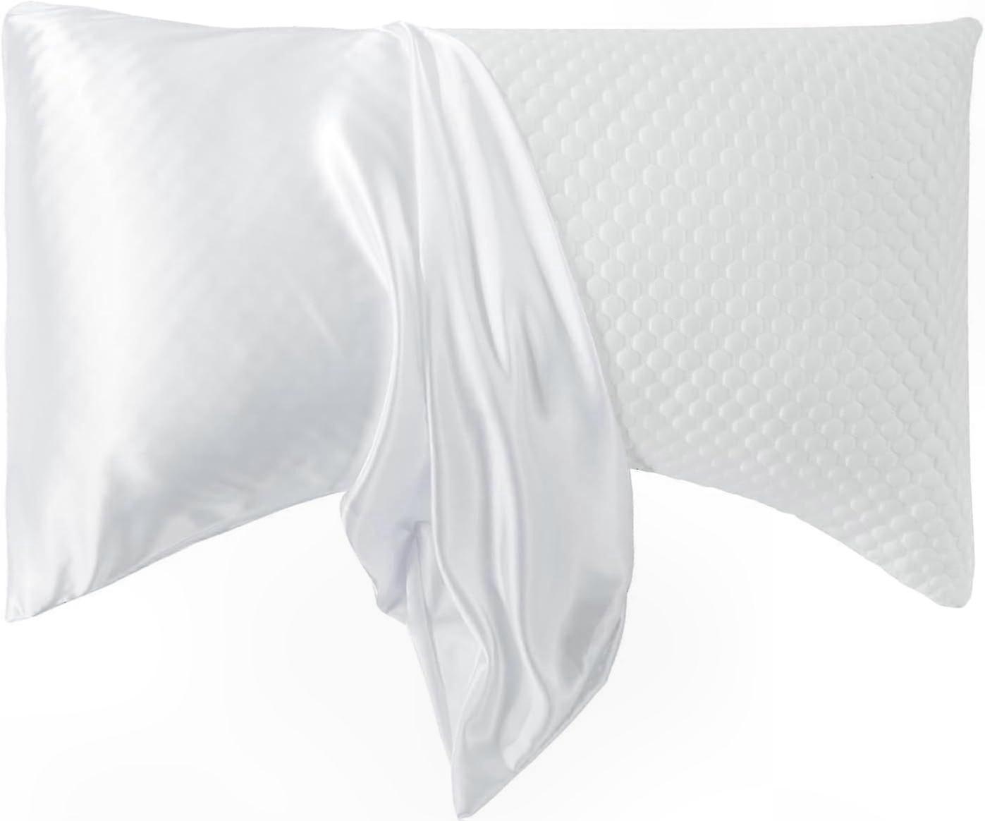 Curved Queen Pillowcases 2-Pack for Side Sleepers, 97% Polyester 3% Spandex