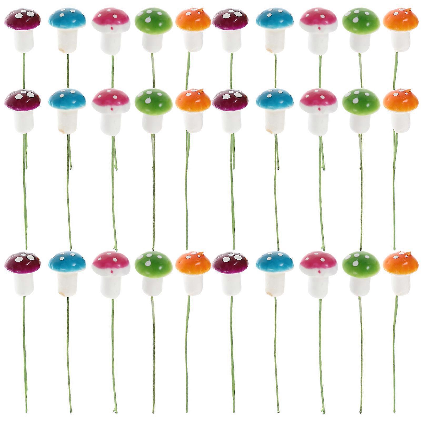 Mushroom Figurines Miniature Decoration for DIY 160Pcs Assorted Color Foam