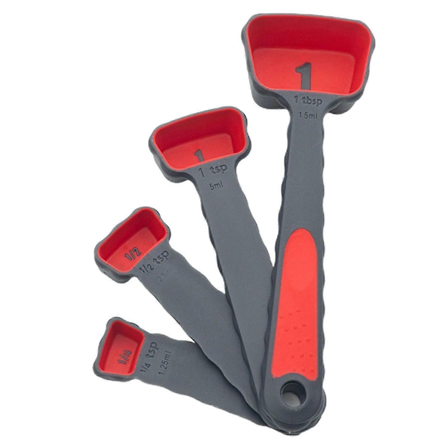 4Pcs/Set Stackable Measuring Spoons Clear Scale Precise Measurement Coffee Powder Measuring Spoon Se