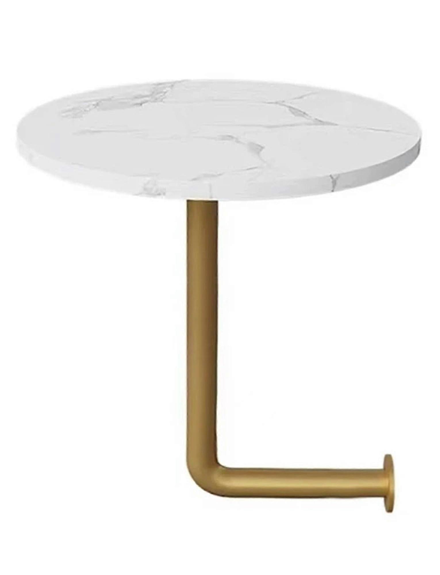 WallMounted Round Cafe Table SpaceSaving With Marble Gold Finish 40x45cm For Bubble Tea Bakery Coffee House