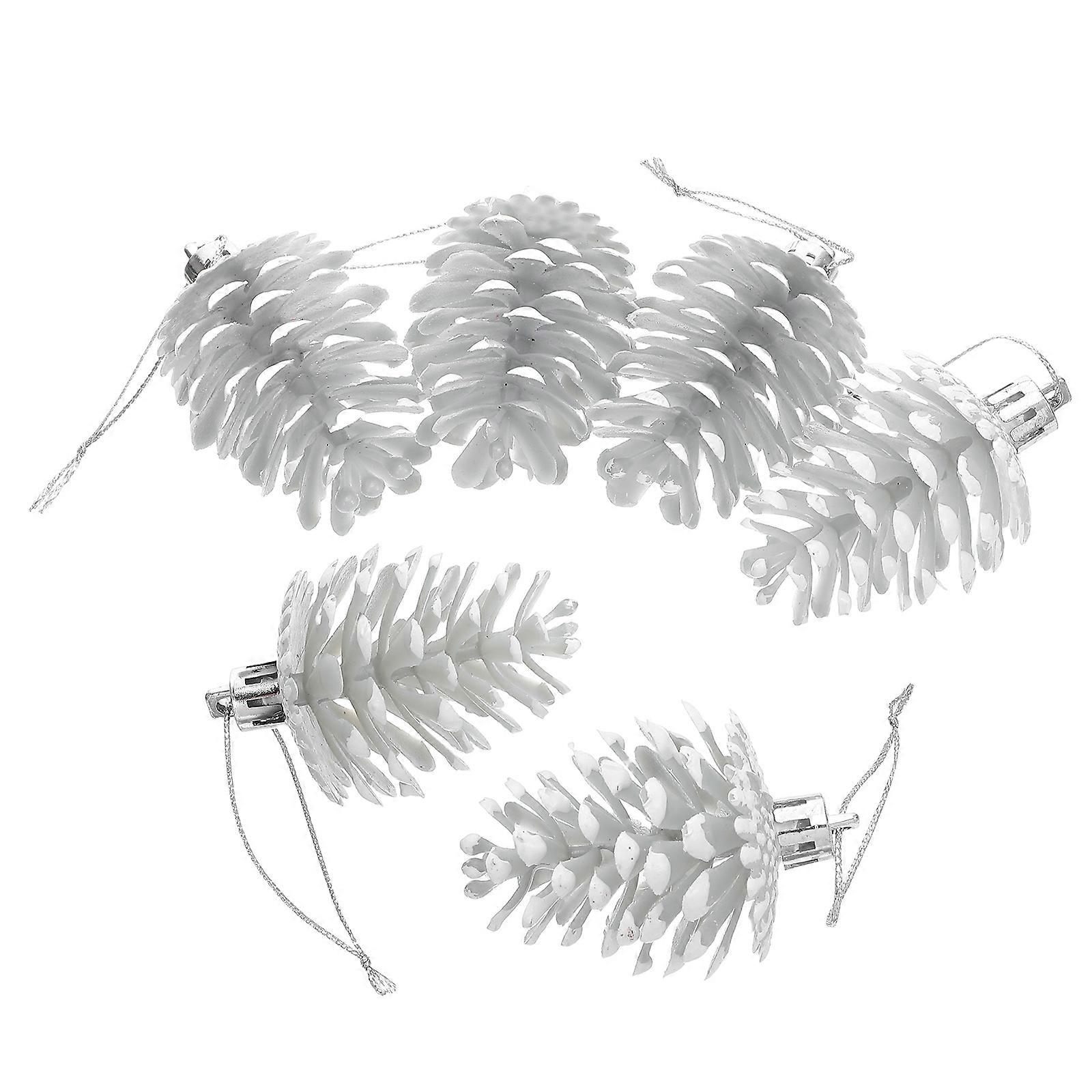 Christmas Pine Cone Ornaments for Hanging with 18Pcs White Pine Cone Decor