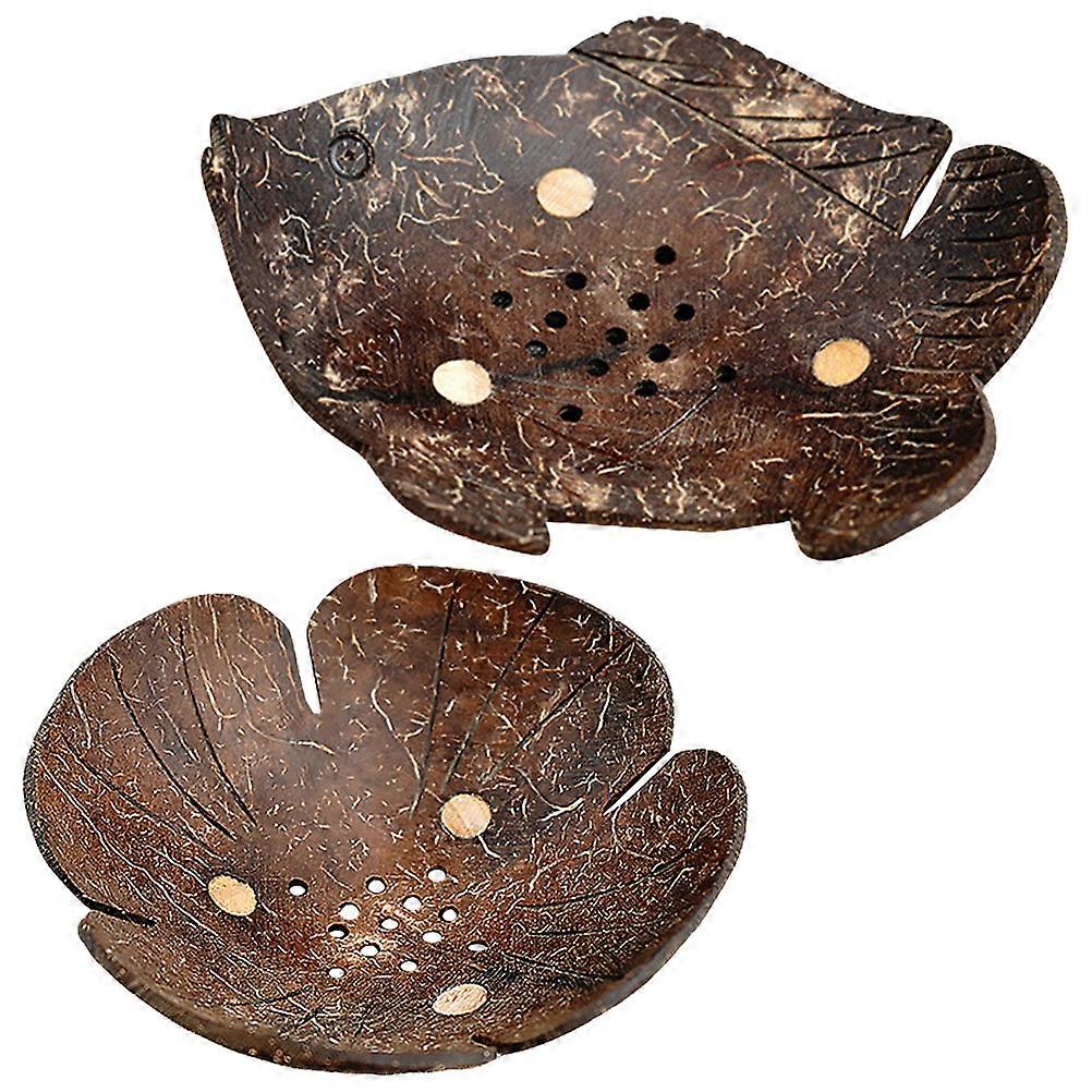 Bathroom Soap Holder Coconut Shell Soap Dish for Practical 4Pcs Set