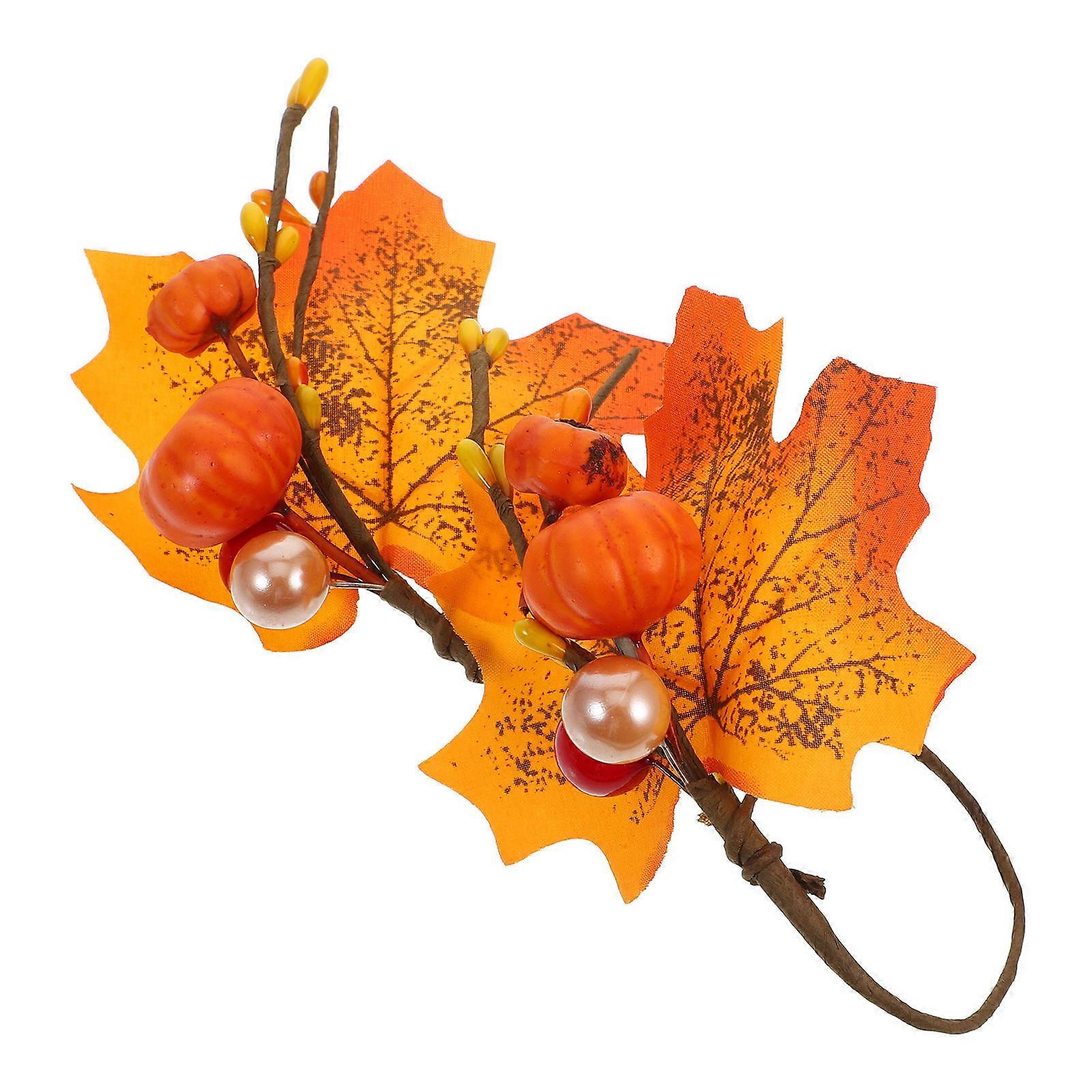 Thanksgiving Napkin Rings Maple Leaf Holders for Decor 4Pcs Orange Set