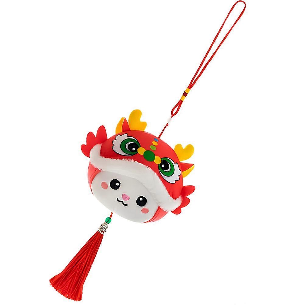 New Year Ornament Plush Dragon Toy for Living Room Red Plush and Pp Cotton Decorative 1Set