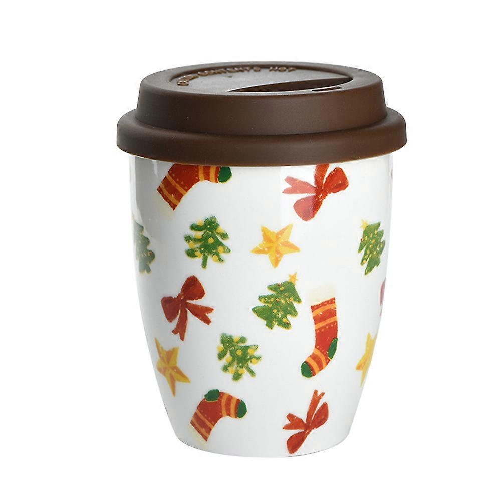 Coffee Cup Ceramics Mug with Silicone Lid for Drinking Use 2Pcs