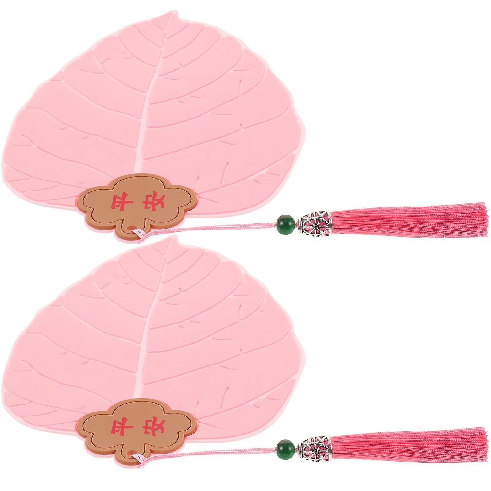 Pink Leaf Shape Coaster for Dining Table Use 4Pcs PVC Home Mats