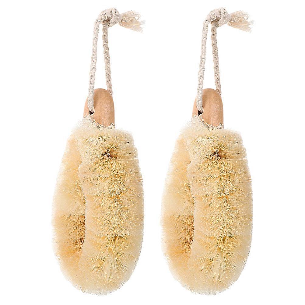 Beige Sisal Body Brush for Bathing Exfoliation 2Pcs Scrubber