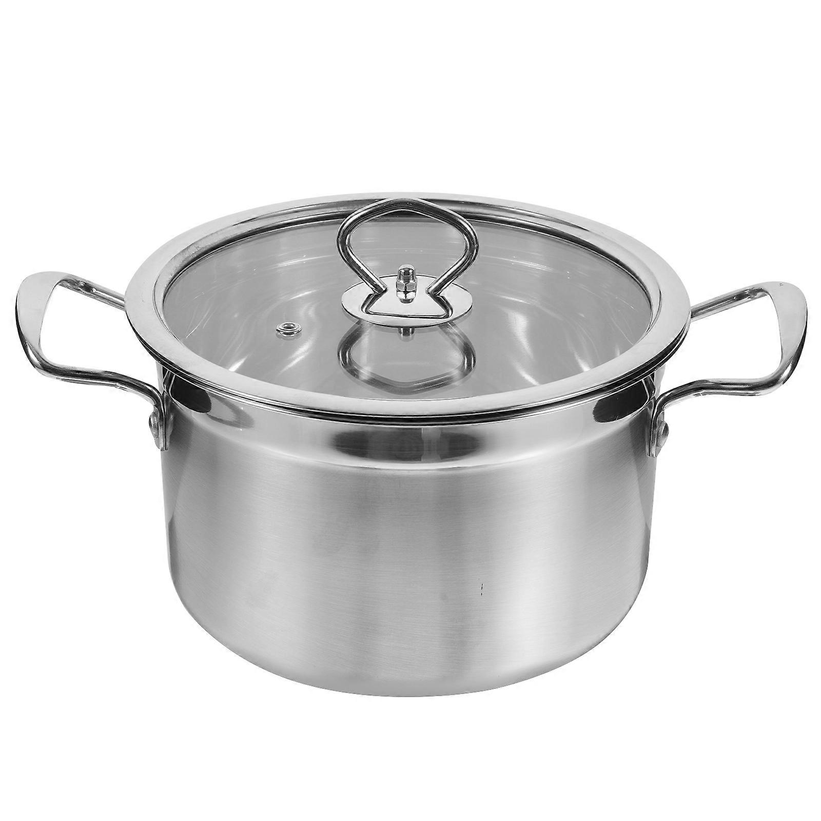 Cooking Pot Stainless Steel for Soup 2Pcs Double Handle with Lid