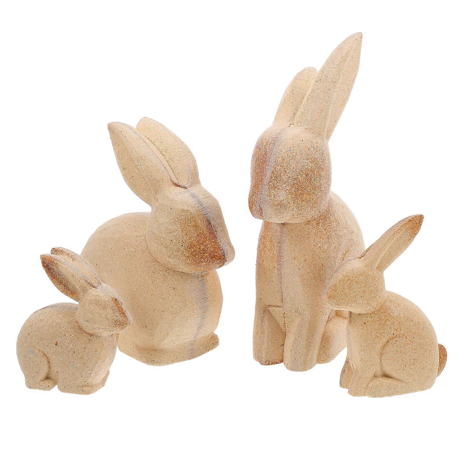 Wooden Rabbit Crafts Unfinished Figures for Easter Tabletop Decoration 8Pcs