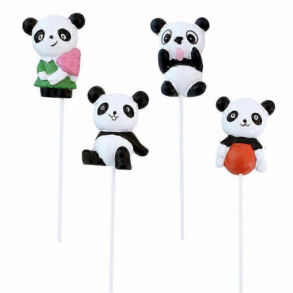 Set of 4 Resin Panda Cake Toppers for Creative Dessert Decorating Ideas