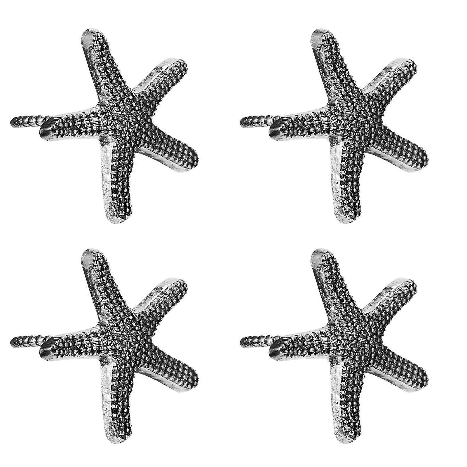 Style Napkin Holder Silver Alloy for Decoration 4Pcs Set