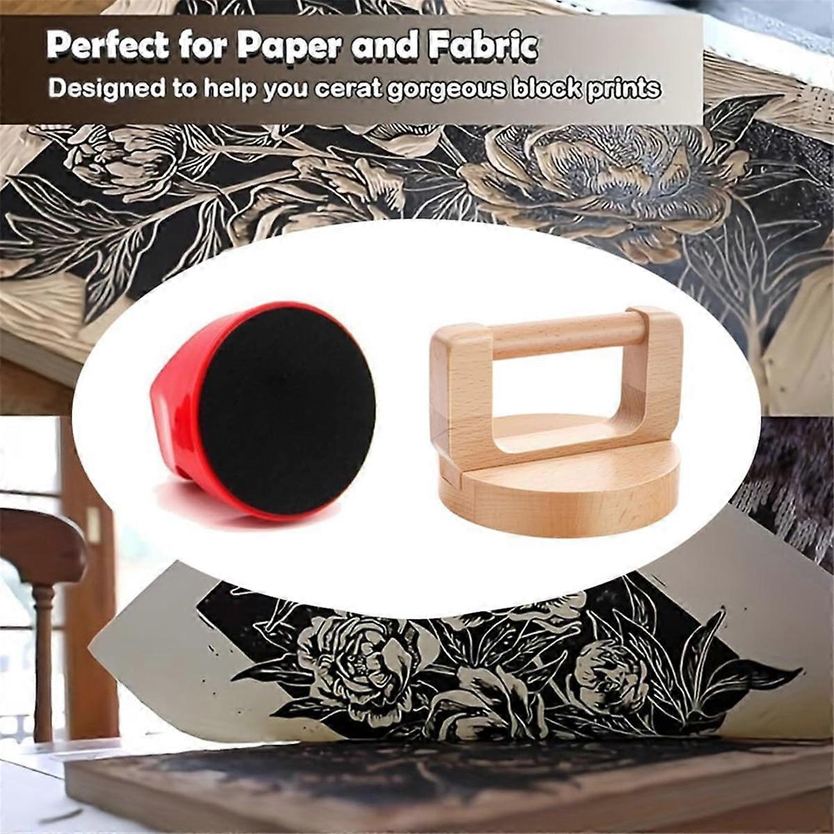 1Pc Wood Block Printing Baren and 1Pc ABS Printing Baren Tool for Crafting, Printing,for Block Print