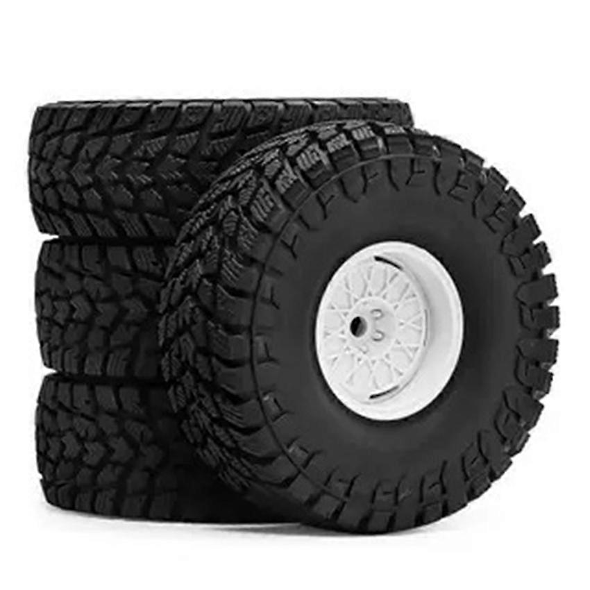 1/10 Scale Crawler Model 1.9-inch Universal Tire Set for SCX10 FMS TRX-4 Yikong (White Vintage Wheels + Arrow Tread Tire Set）
